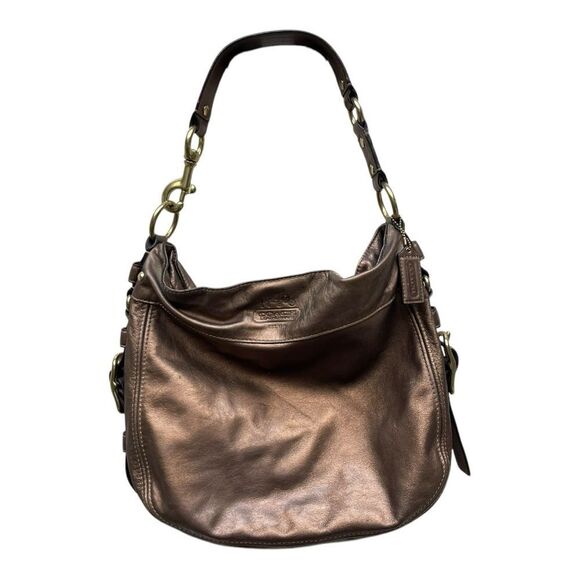 Coach Zoe Metallic Brown Leather Slouchy Shoulder Bag Gold Hardware Lined Y2K - Picture 2 of 15